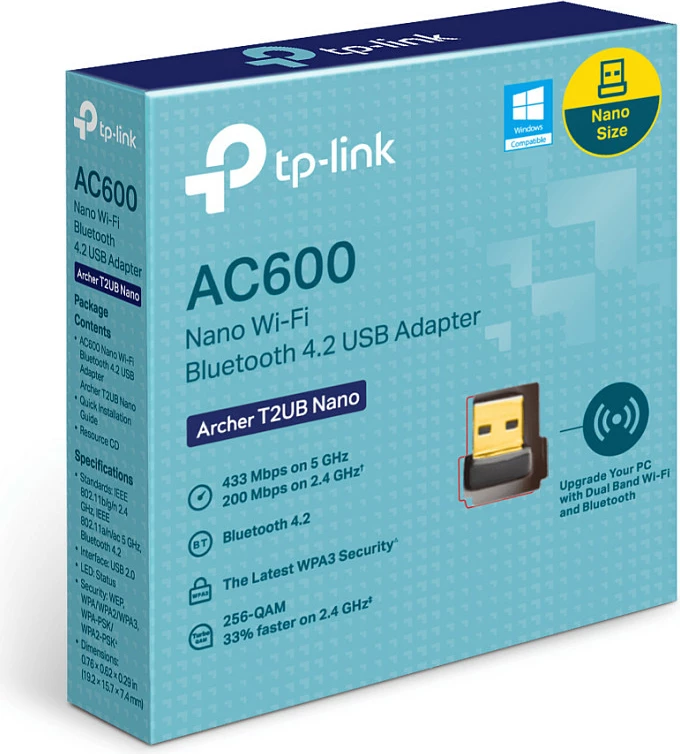 Adapter USB Wi-Fi & Bluetooth TP-Link Archer T2UB Nano, AC600 Dual Band, Wi-Fi 5, Bluetooth 4.2, i zi
