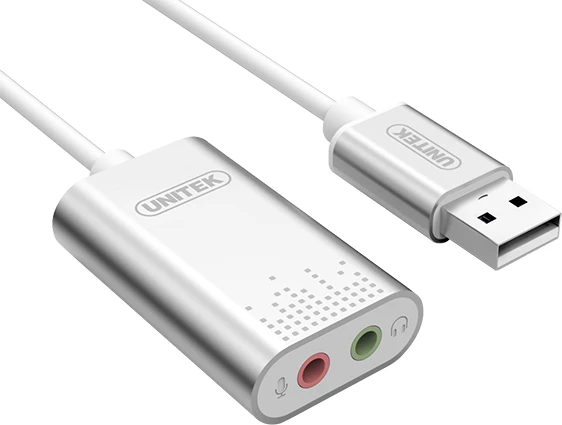 Kartë zëri e jashtme USB Unitek Y-247A, stereo, 2x 3.5mm, 16-bit, Argjendtë