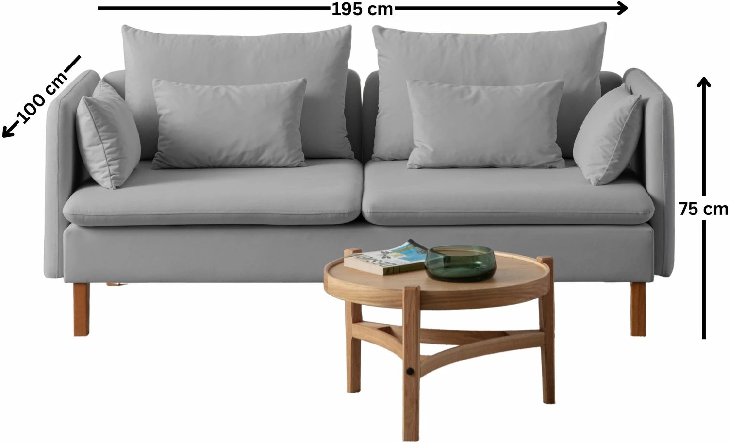 Divan treshe Flexy, Atelier del Sofa, ngjyrë gri