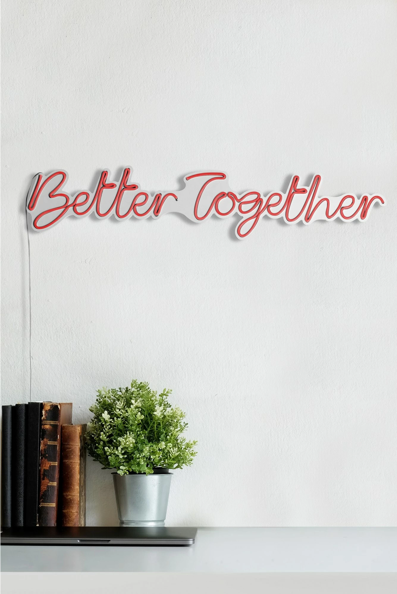Dekor dritash LED plastike, 'Better Together', ngjyrë e kuqe