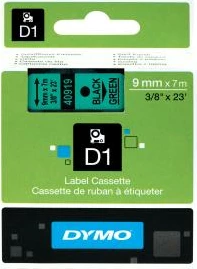 Shirit etiketimi, Dymo, D1 40919 (S0720740), 9mm x 7m, poliester, zi/jeshile