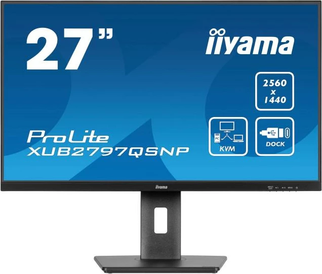 Monitor iiyama ProLite XUB2797QSNP-B1 27" QHD IPS USB-C dock KVM RJ45 DP-out, e zezë