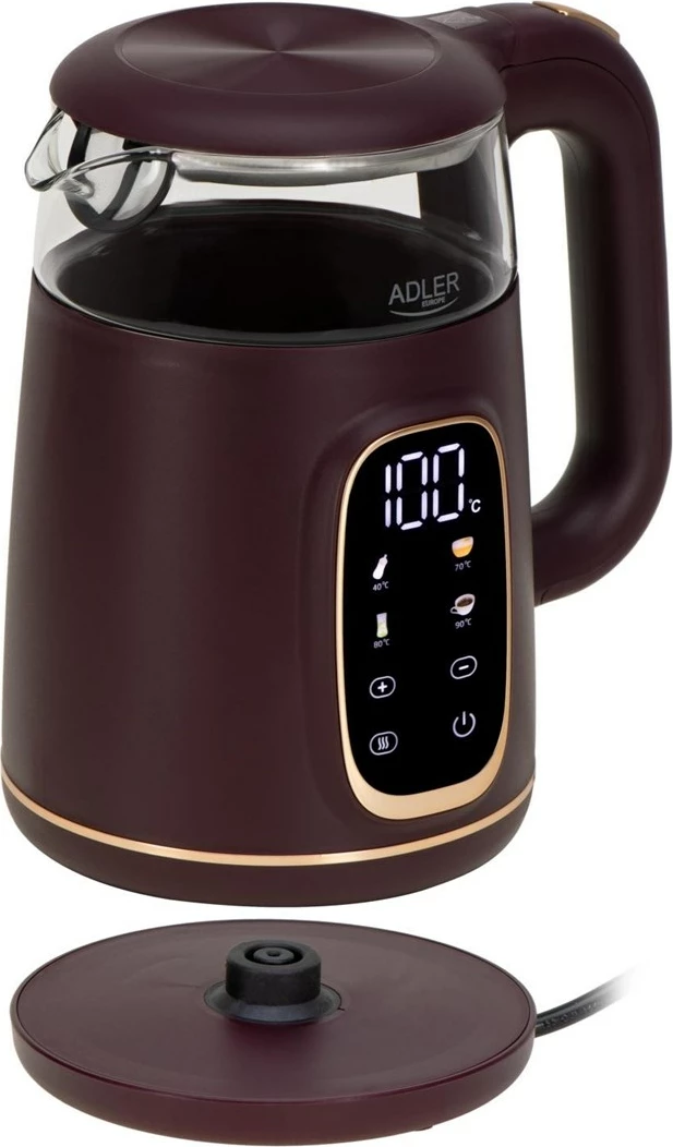 Ibrik elektrik Adler AD 1305, 1.7L, LED, Touch, Bordo