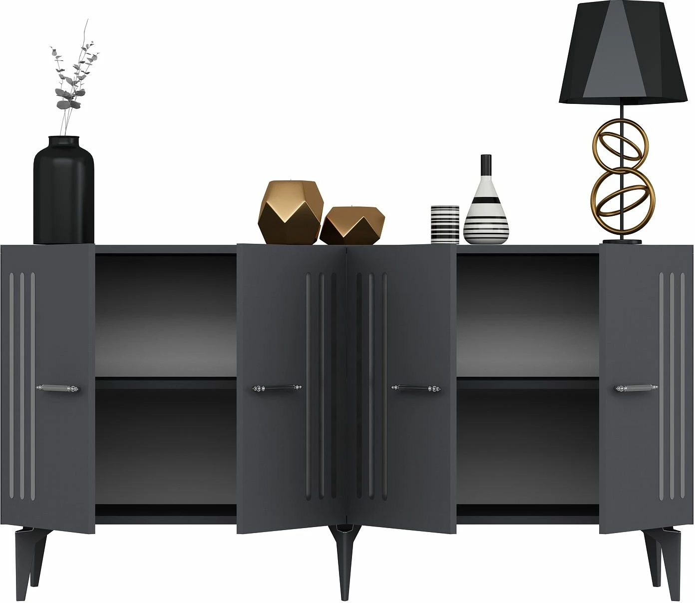 Konsol Skye Decor, anthracite, argjend