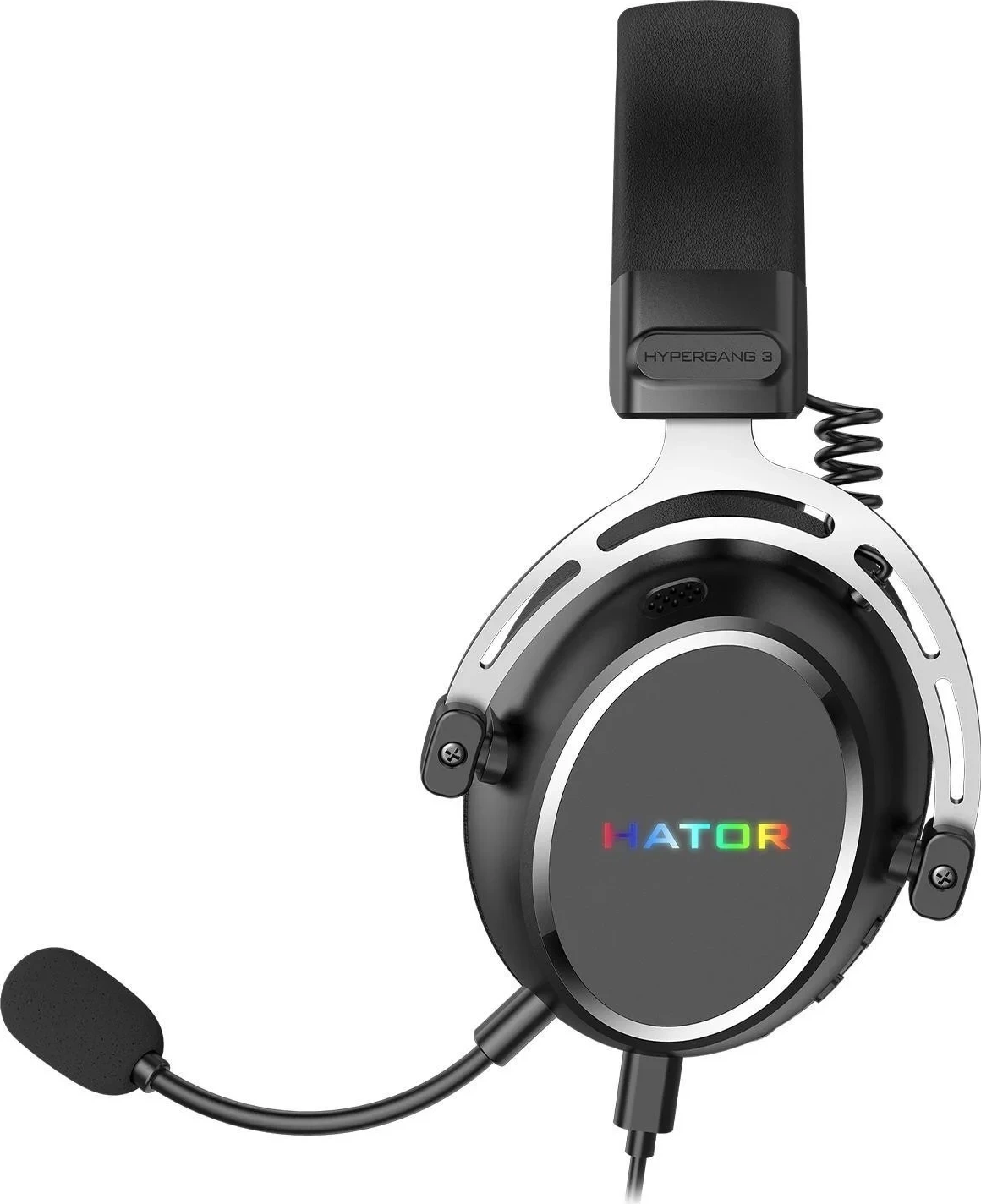 Kufje Hator Hypergang 3 USB RGB, me mikrofon të ndashëm, të zeza