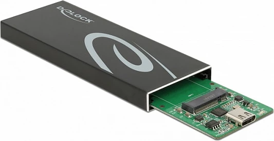 Kasë eksterne DeLOCK për SSD M.2 SATA, USB-C 3.2 Gen 2, 6 Gbit/s, e zezë