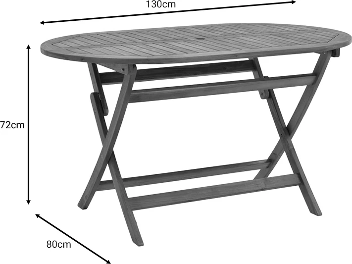 Tavolinë me karrige Recofly-Falov, dru akacie natyrale, set prej 5 copësh, 130x80x72cm
