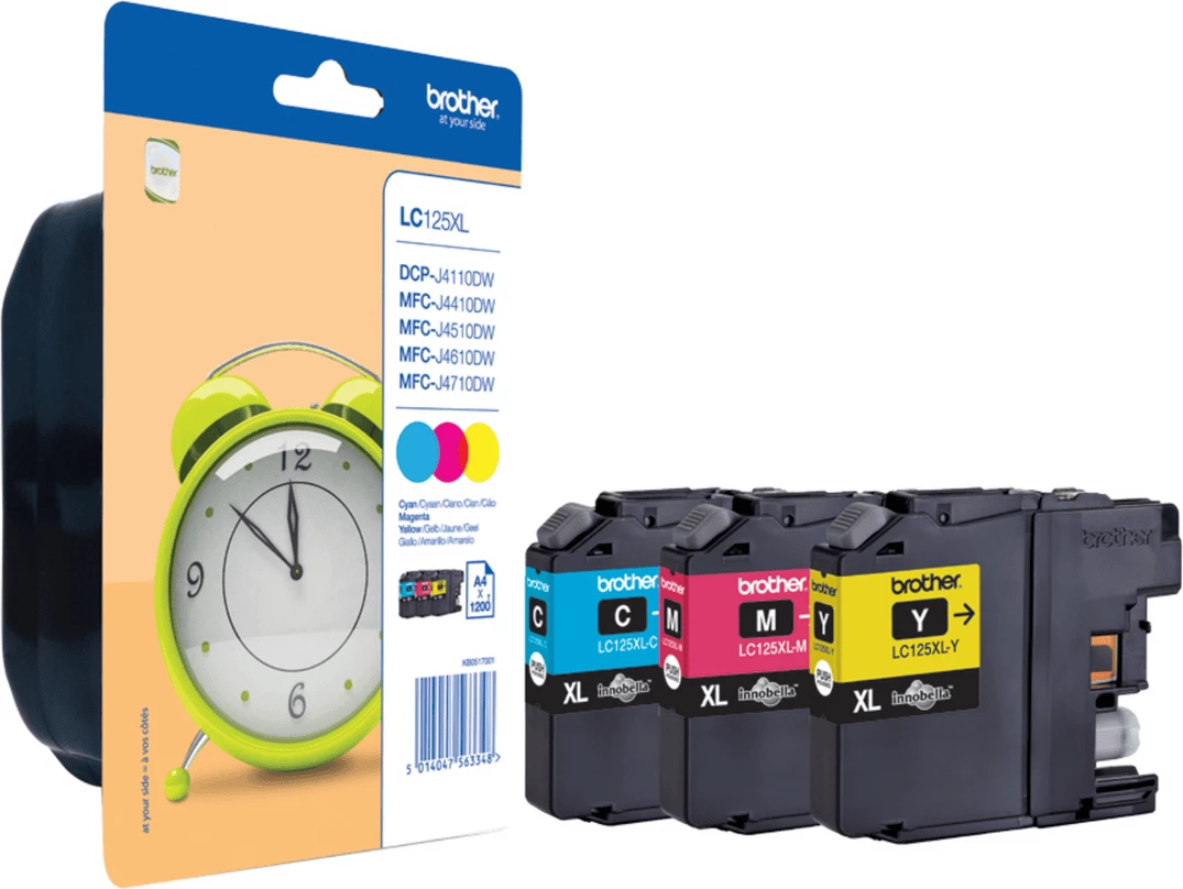 Kartusha boje, Brother, LC-125XLRBWBP, XL, cian magenta e verdhë, multipack