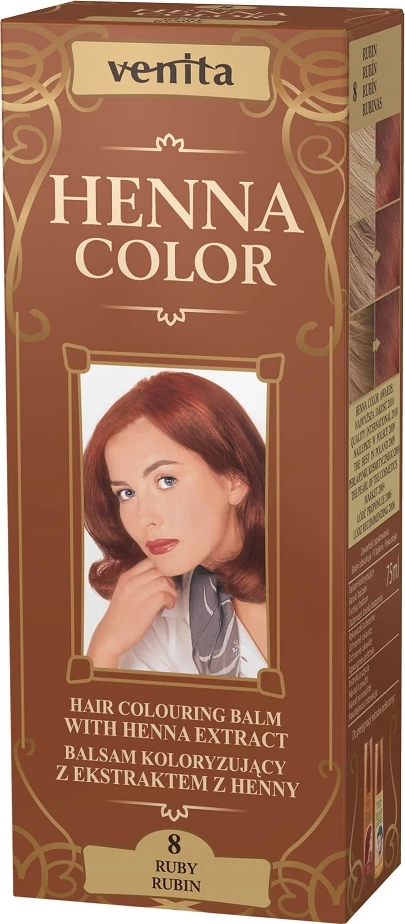 Balsam ngjyrosës për flokë Venita Henna Color 8 Rubin për femra, 75ml