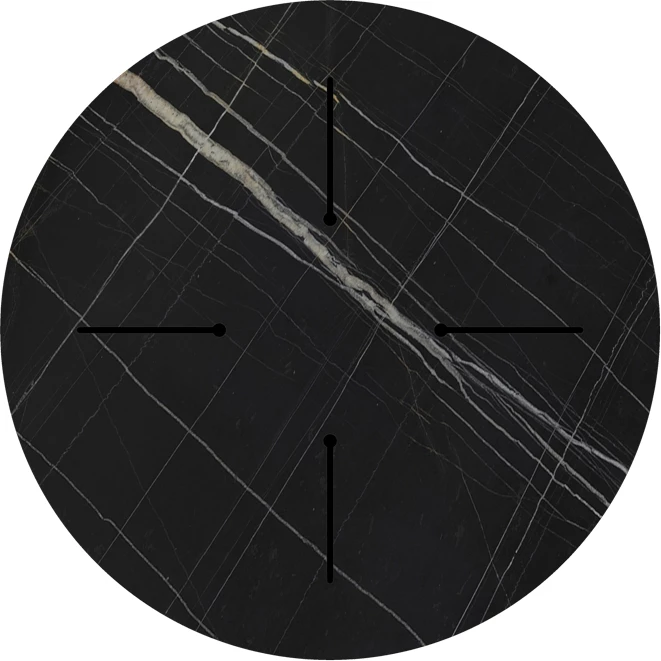 Sipërfaqe tavoline Relian, pamje mermeri të zi, HPL, D69cm, trashësi 12mm