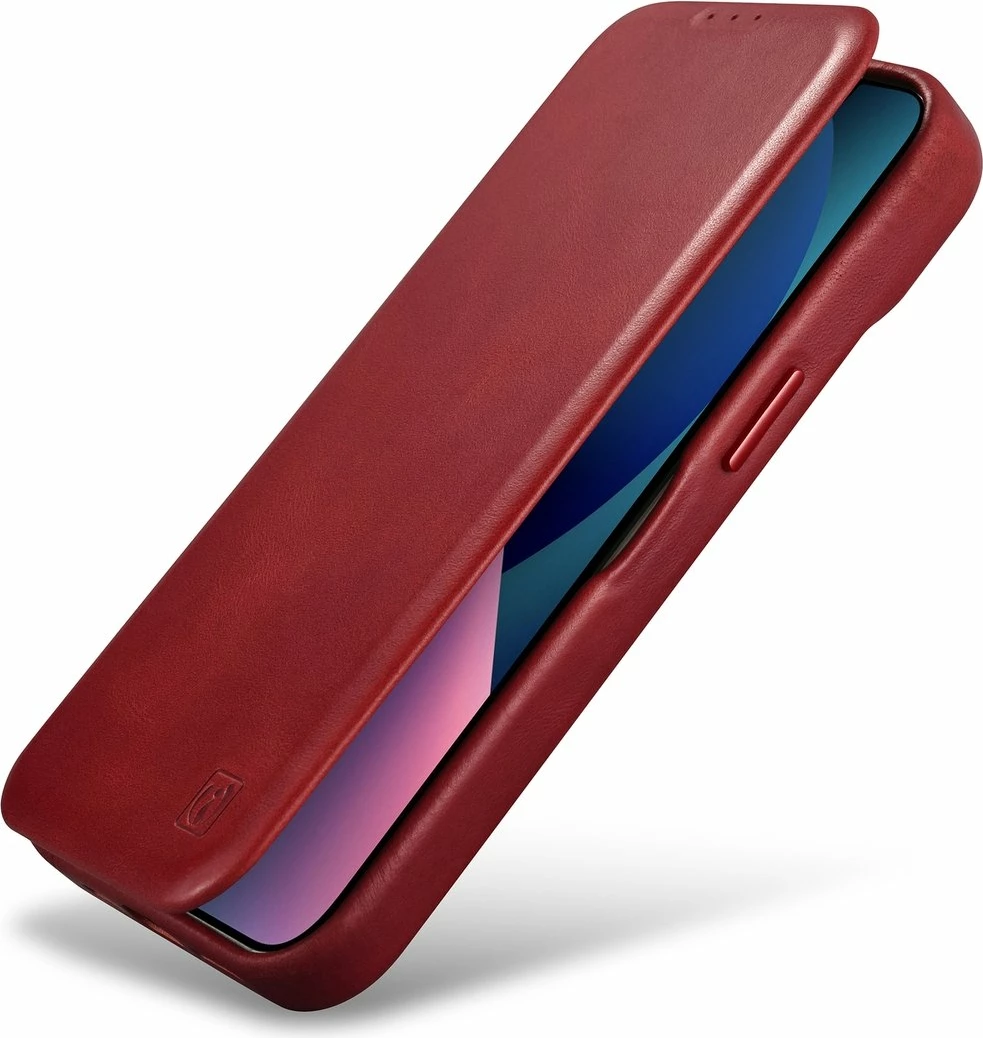 Mbështjellës iCarer Oil Wax Premium Leather Folio për iPhone 14 Plus, MagSafe, Kuq
