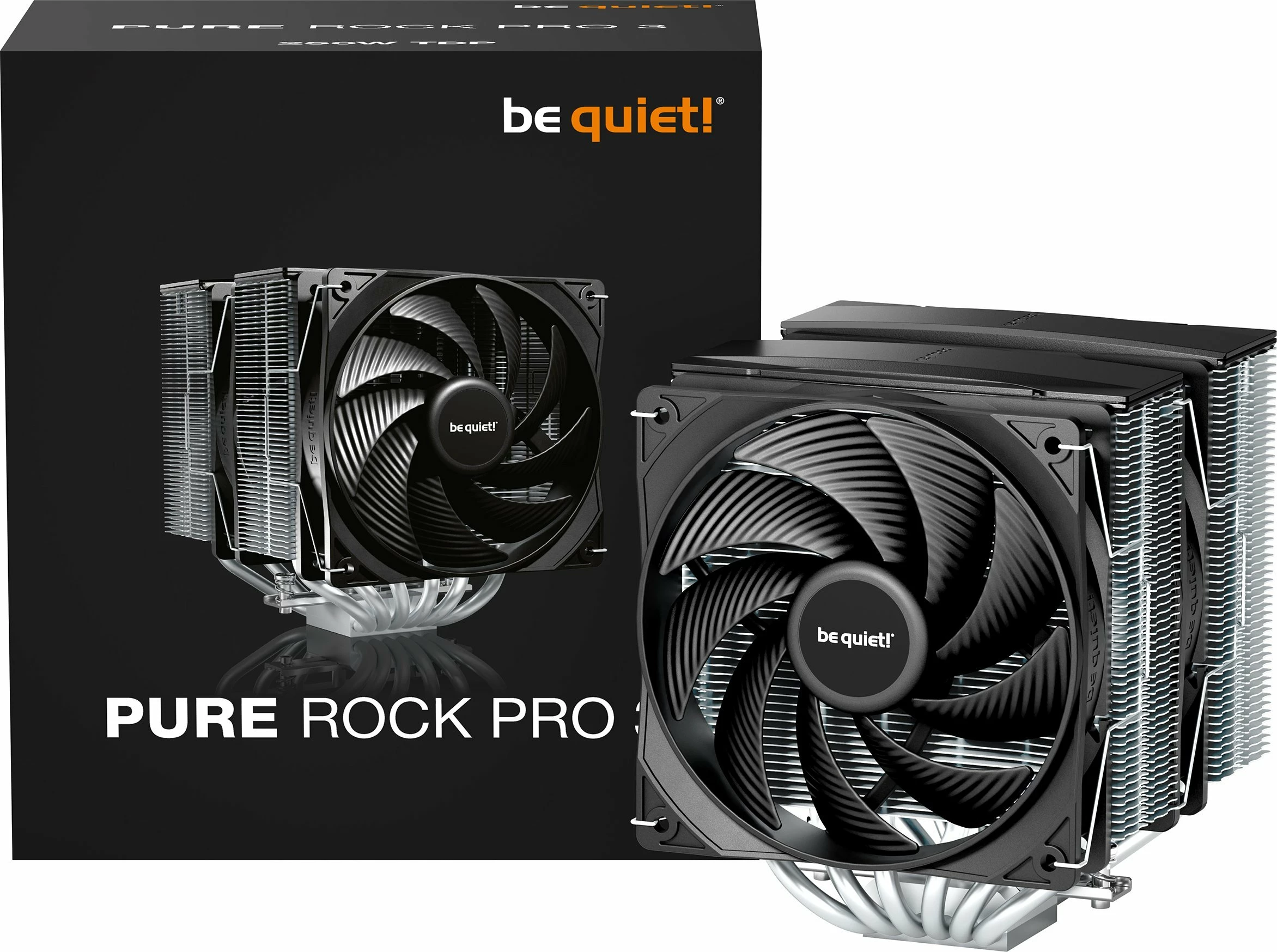 Ftohës CPU be quiet! Pure Rock Pro 3 BK041, dual-tower, 2x120mm PWM, 250W TDP, argjendtë/zezë