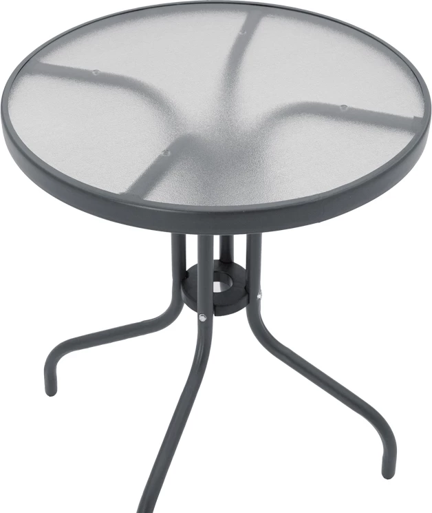 Tavolinë me karrige Watson-Confidence A set prej 3 copë metal ngjyrë antracit D60x70cm