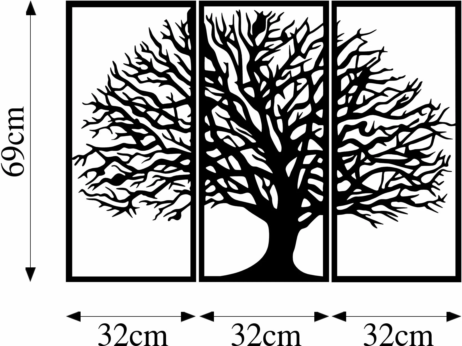 Aksesor dekorativ metalik për mur, pemë monumentale, Wallity - 308