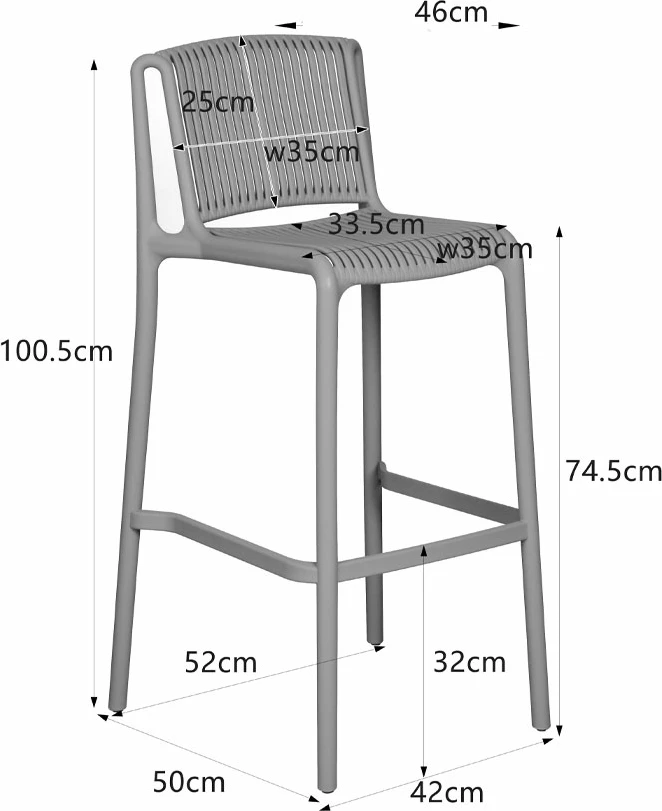 Karrige për bar Polly, terrakota, 42x50x100.5