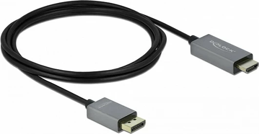 Kabllo DeLOCK DisplayPort 1.4 në HDMI, 2 m, 4K 60Hz HDR, zezë/gri