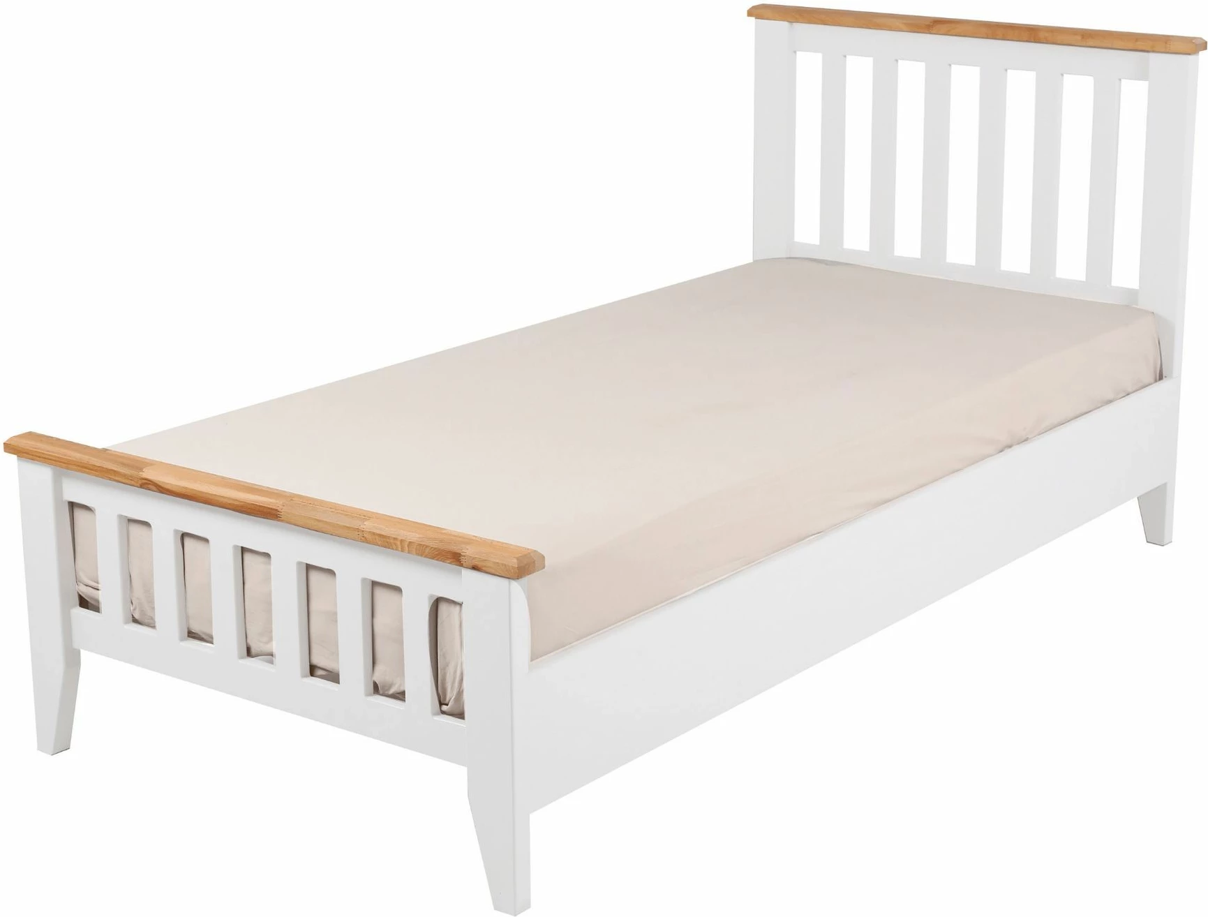 Krevat dopio Skye Decor, stil modern country, 160x200, ngjyrë e bardhë dhe lis