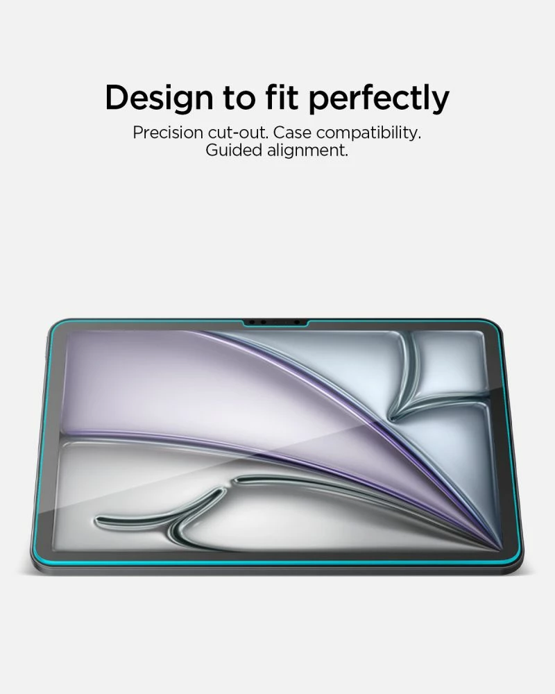 Xham mbrojtës i kalitur Spigen ALM Glas.tR T për iPad Air/Pro 11" (2018–2026), 10H+, Clear, set (xham + AlignMaster tray + kit)