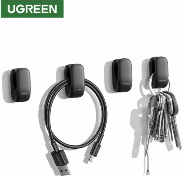 Klip organizues kabllosh UGREEN 80199, për 4 kabllo, e zezë, set 4 copë