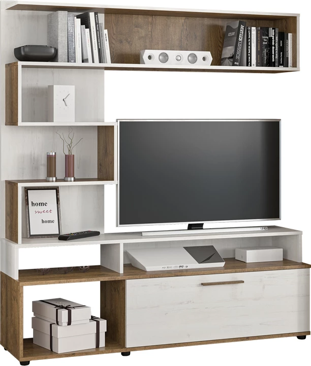 Sistem salloni Jasper, ngjyrë arre-antike e bardhë, 151.5x37.5x169.5cm