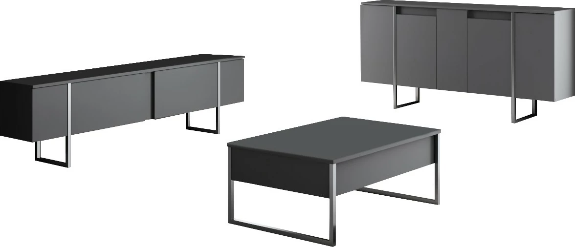 Set mobiljesh për dhomë dite, Hanah Home Luxe, antracit, argjend