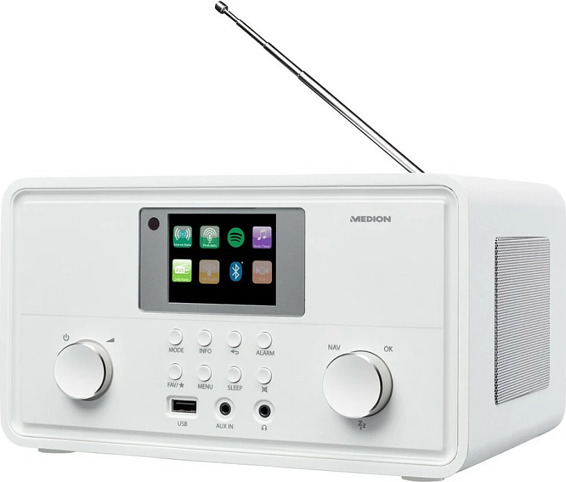 Radio interneti Medion MD 88069, DAB+/FM, Bluetooth, Wi‑Fi, 20W, e bardhë