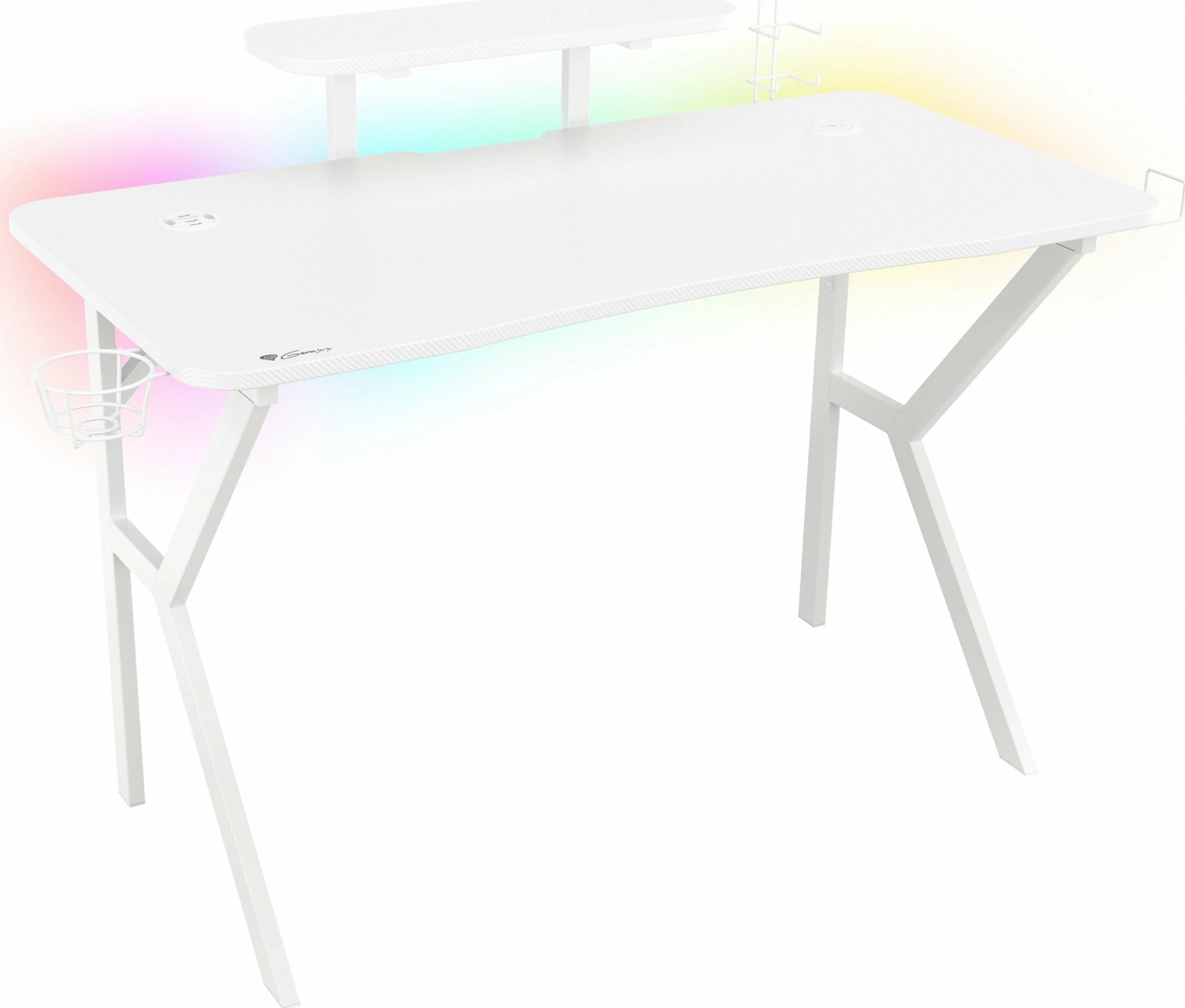Tavolinë gaming GENESIS Holm 320 RGB 120x60 cm, e bardhë