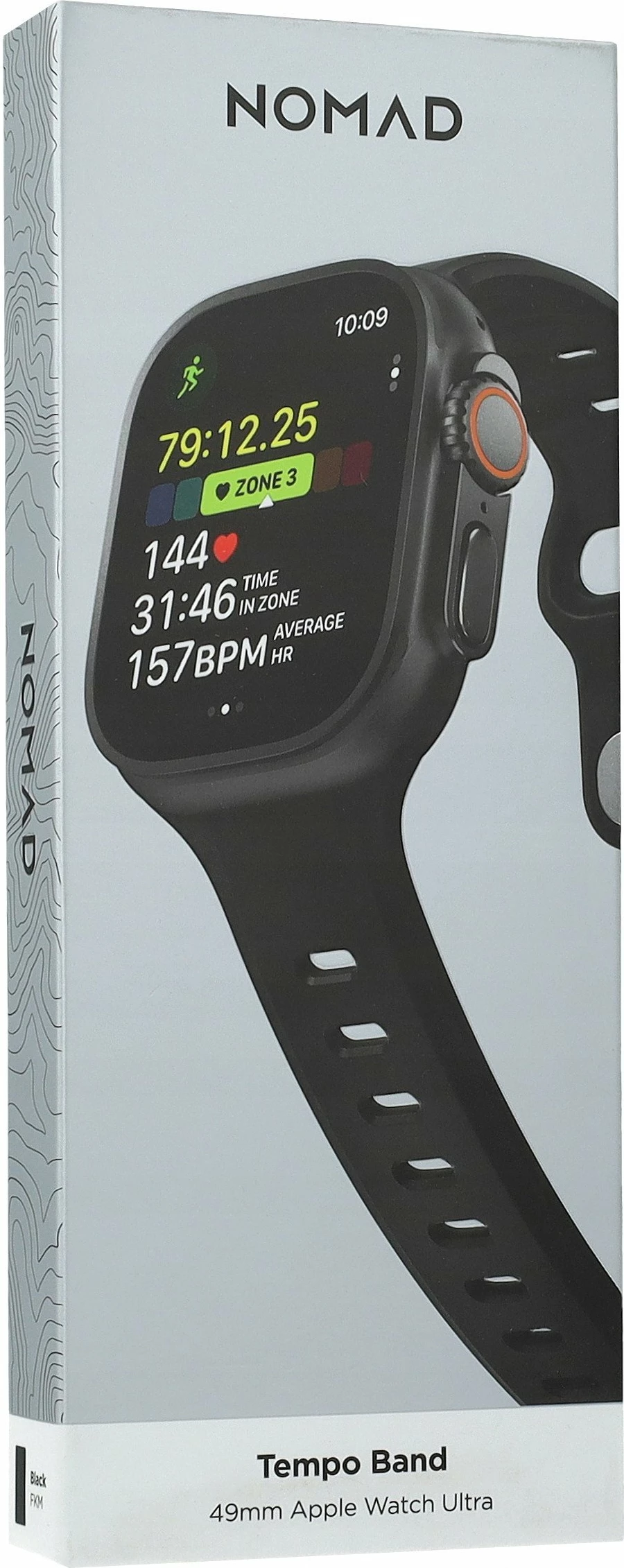 Rrip Smartwatch Nomad Tempo Band 49mm për Apple Watch Ultra 1/2/3, i zi