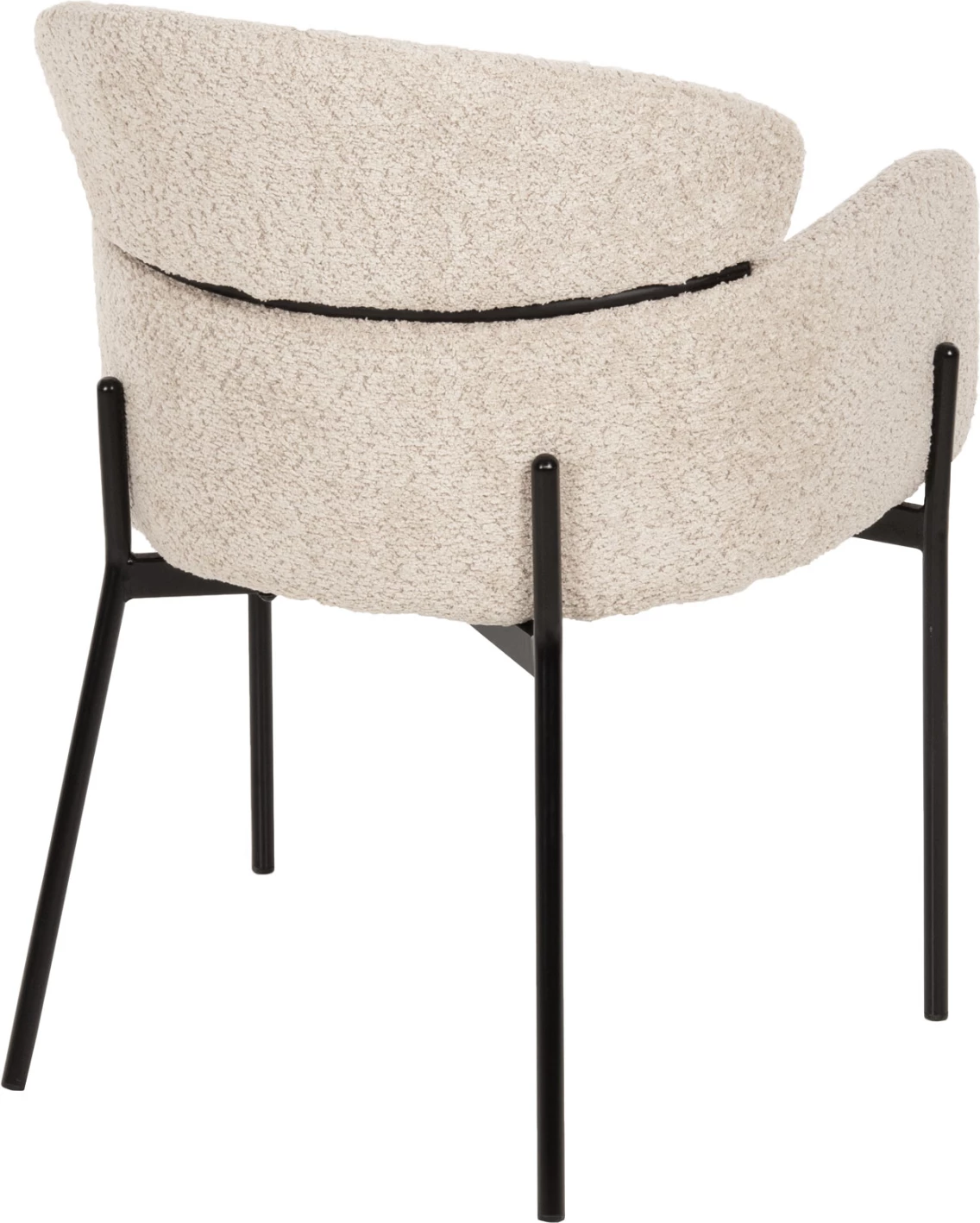 Karrige me krahë WOLF FH8583.02, pëlhurë boucle ecru, këmbë metali të zeza, 58x58x80H cm., set prej 2 copë