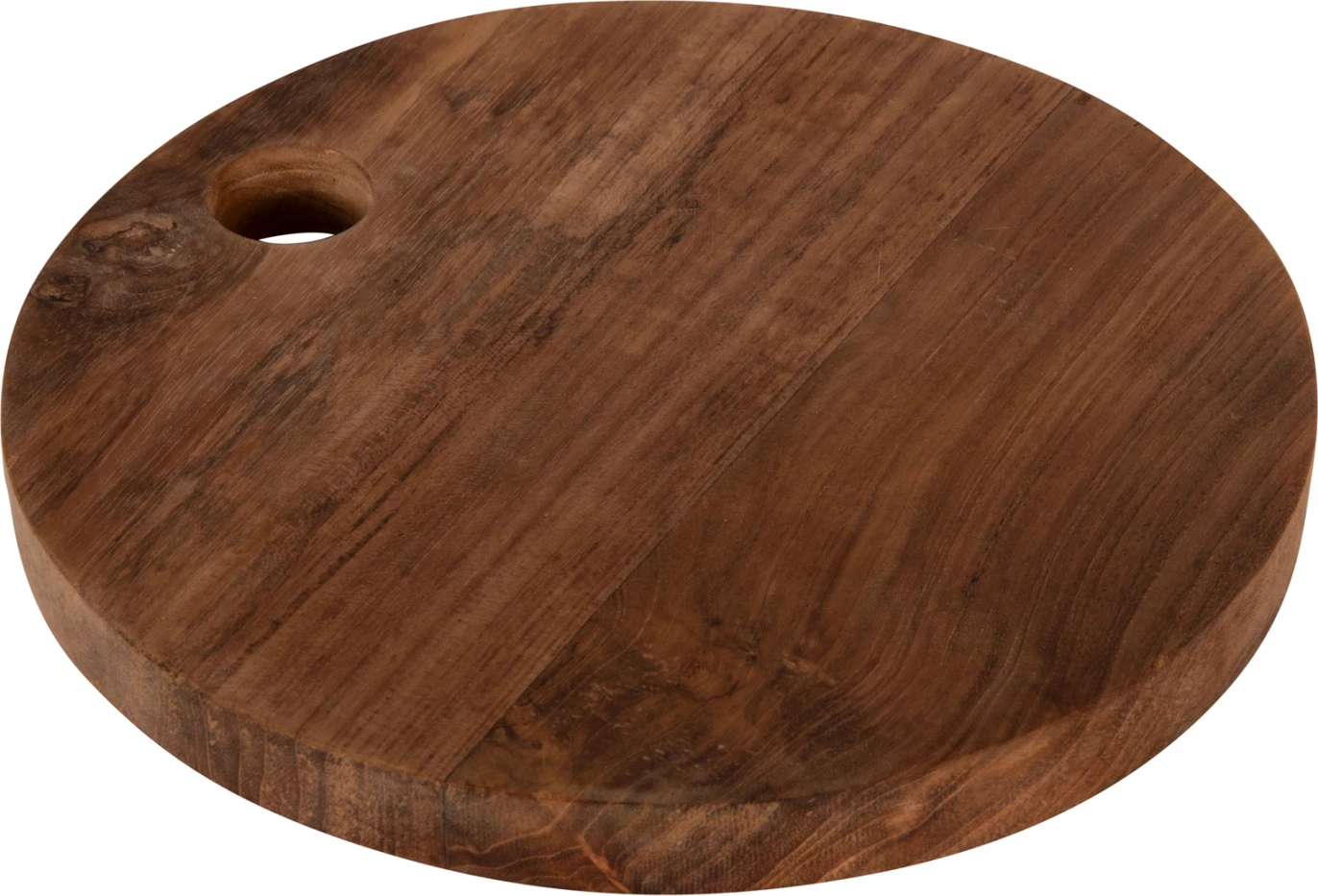 Dërrasë prerëse e rrumbullakët për kuzhinë FH4291, dru tik, ngjyrë natyrale, me vrimë për varje, Φ23x2H cm