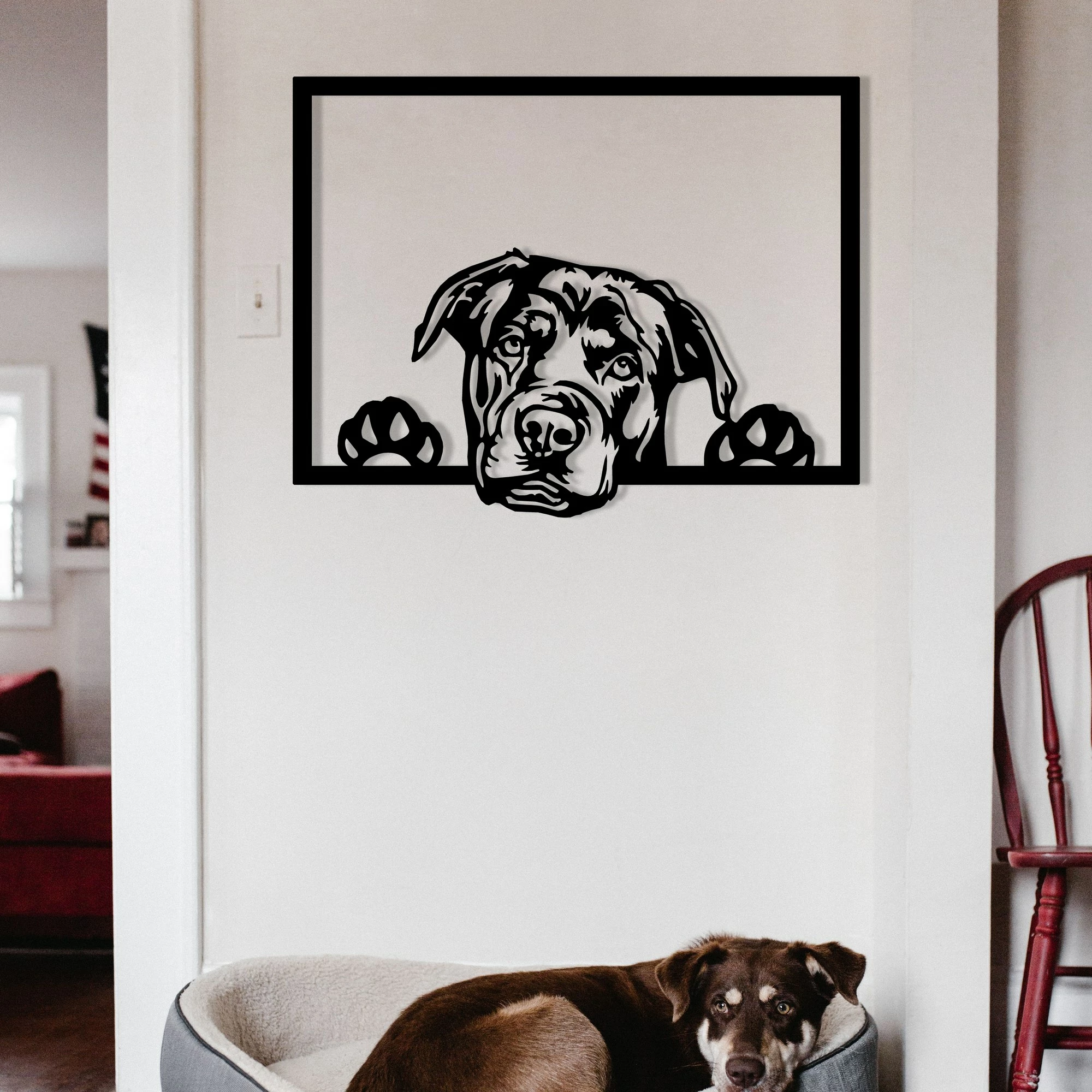 Aksesor dekorativ metalik për mur, Wallity Enzo 7054, ngjyrë e zezë, 70x54cm