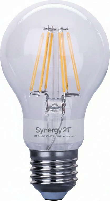 Llambë LED Synergy21 E27 A60, 10W, dritë e ngrohtë, dimmable, transparente