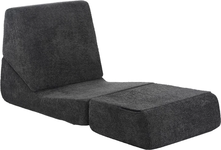 Fotel-krevat Ferderina, material stof, ngjyrë gri e errët, 90x76x65cm