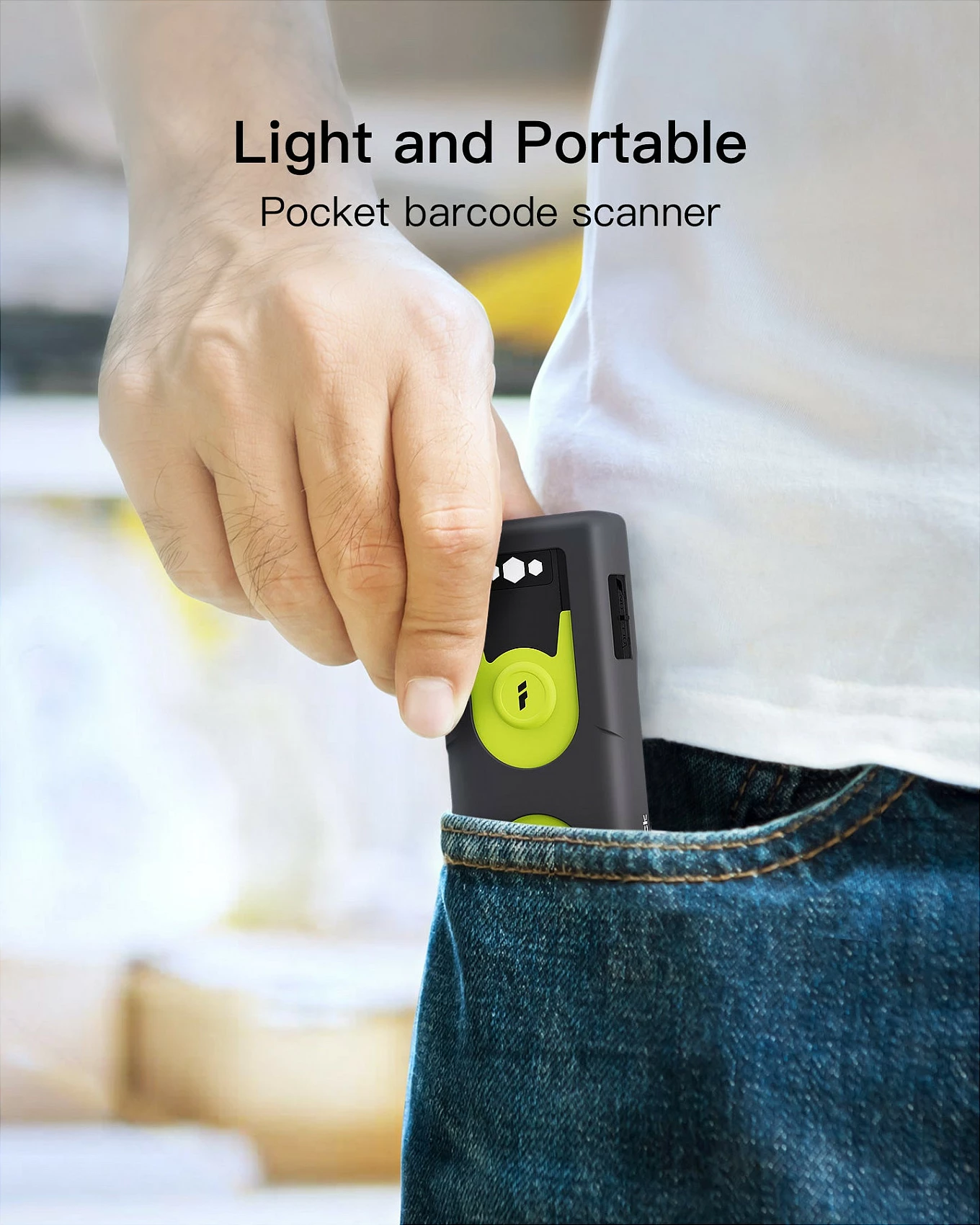 Skaner barkodi Inateck BCST-42, 2D QR, Bluetooth 5.0, USB/2.4G, zi/gri/jeshile