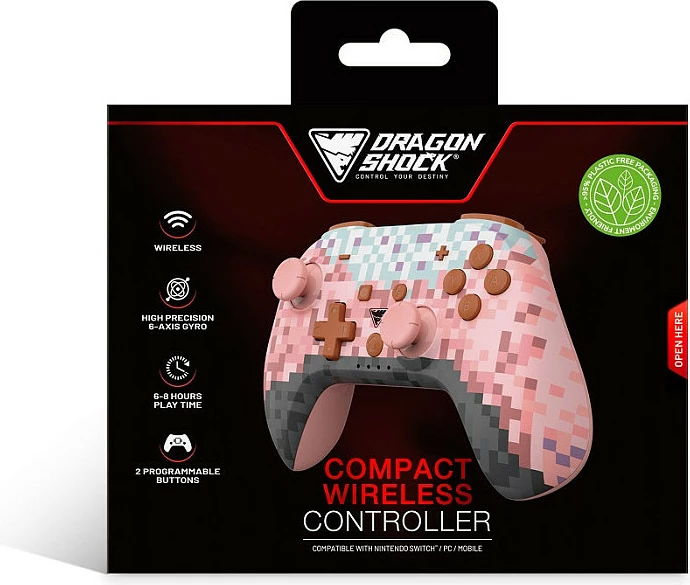 Gamepad DragonShock PopTop Pink Cube, wireless Bluetooth, për Nintendo Switch & PC, rozë