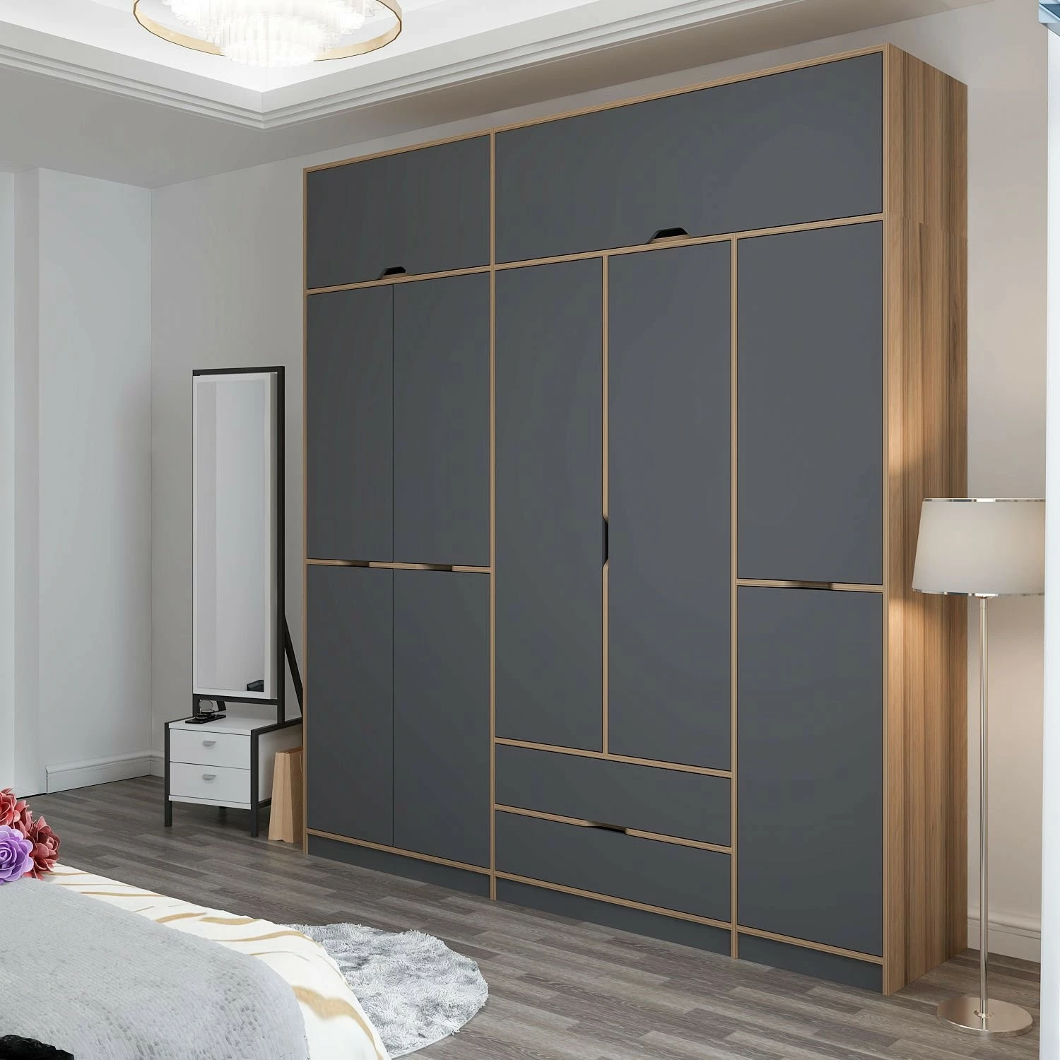 Dollap rrobash Skye Decor, Elina, anthracite-dore, 232x253x52cm