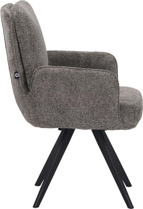Karrige rrotulluese Novo, stof bouclé antracit, këmbë metalike të zeza, 65.5x60x90cm, set prej 2 copash