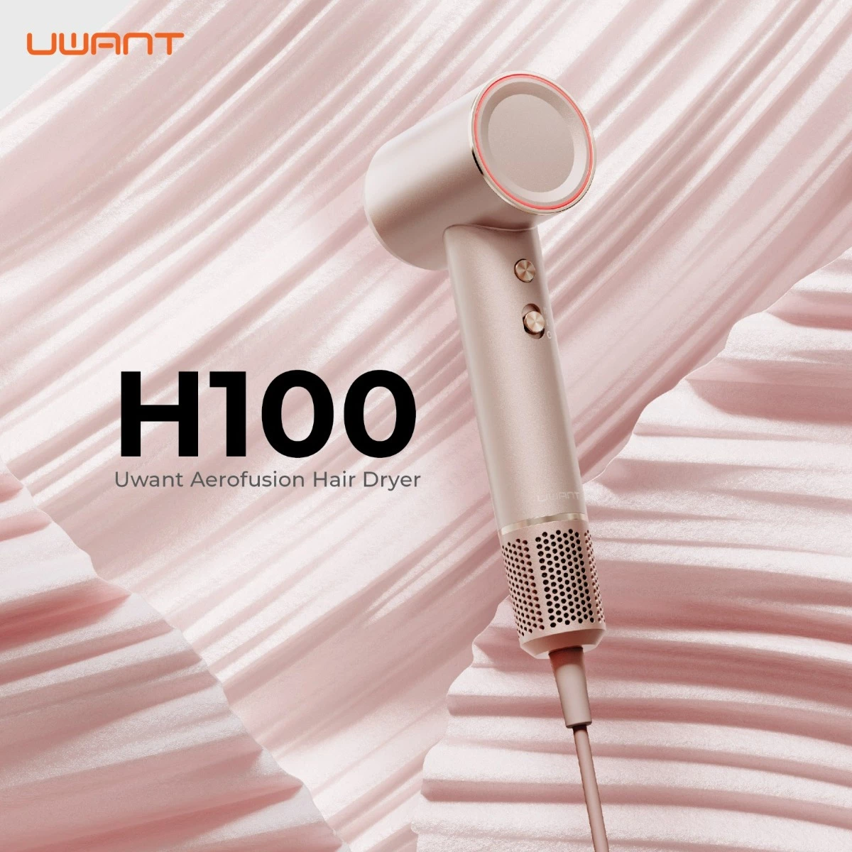 Tharëse flokësh Uwant H100 1500W me jone negative, Gold Pink