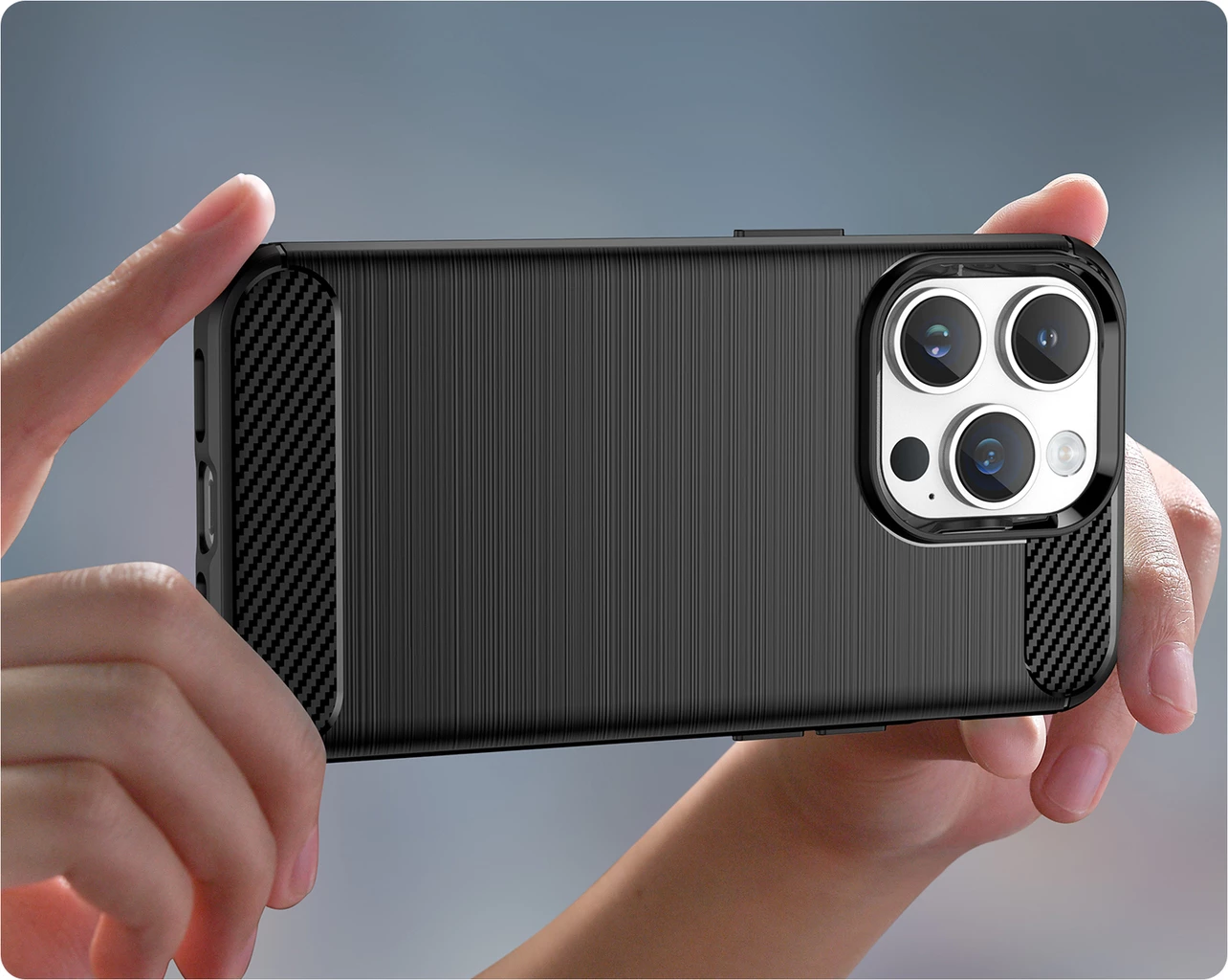 Mbështjellës Hurtel Carbon Case për iPhone 14 Pro, TPU, i zi