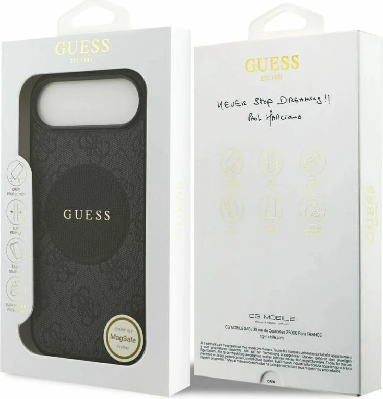 Kapak telefoni Guess 4G Circle Classic Logo MagSafe për iPhone Air, i zi