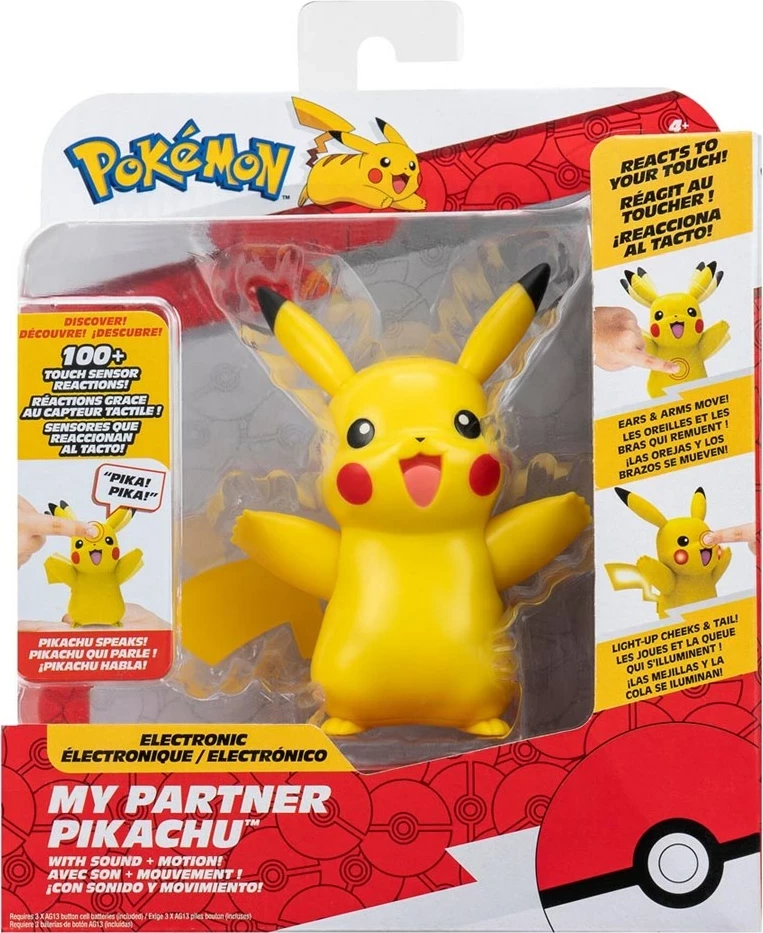 Figurë lodër Pokémon Jazwares My Partner Pikachu, elektronike, me drita dhe tinguj, e verdhë