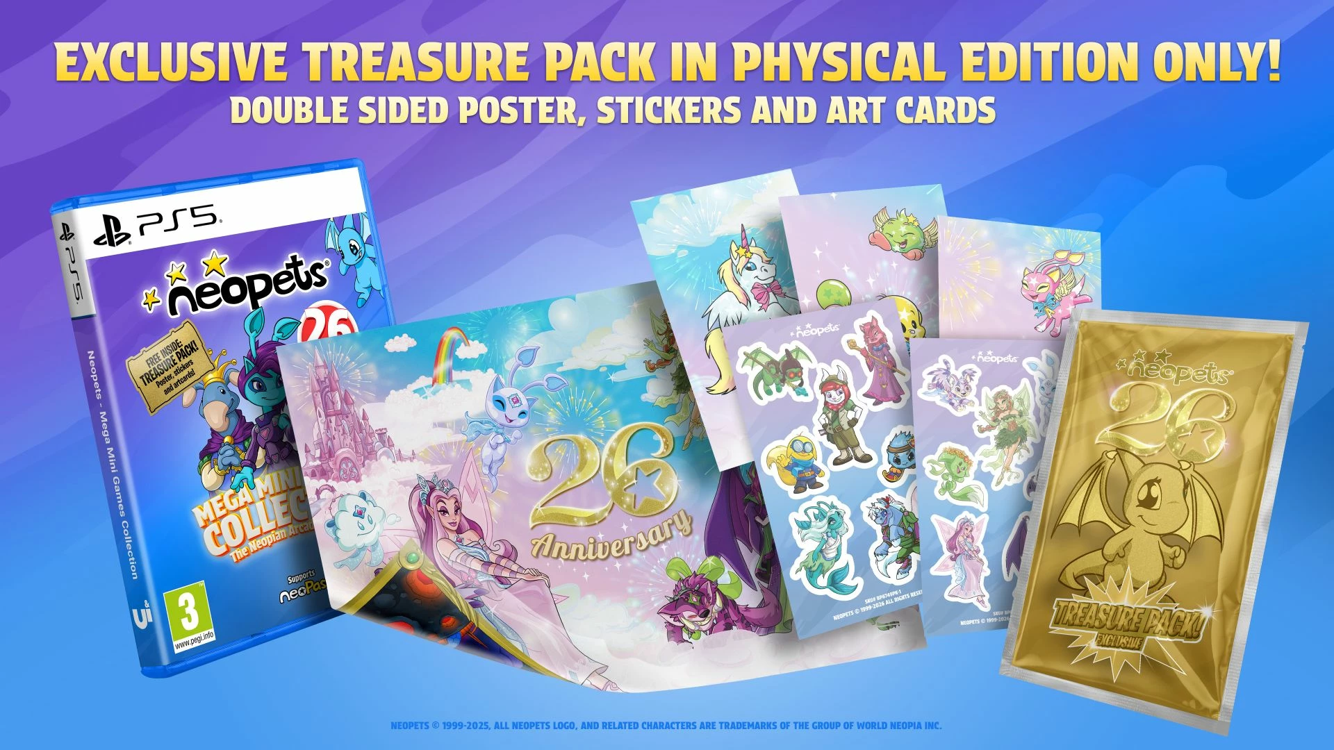 Lojë për PlayStation 5 Bolt Production International Neopets: Mega Mini Games Collection – The Neopian Arcade Odyssey, 26 mini-lojëra, PEGI 3, Day 1 Edition, me poster të dyanshëm, stikera, karta arti