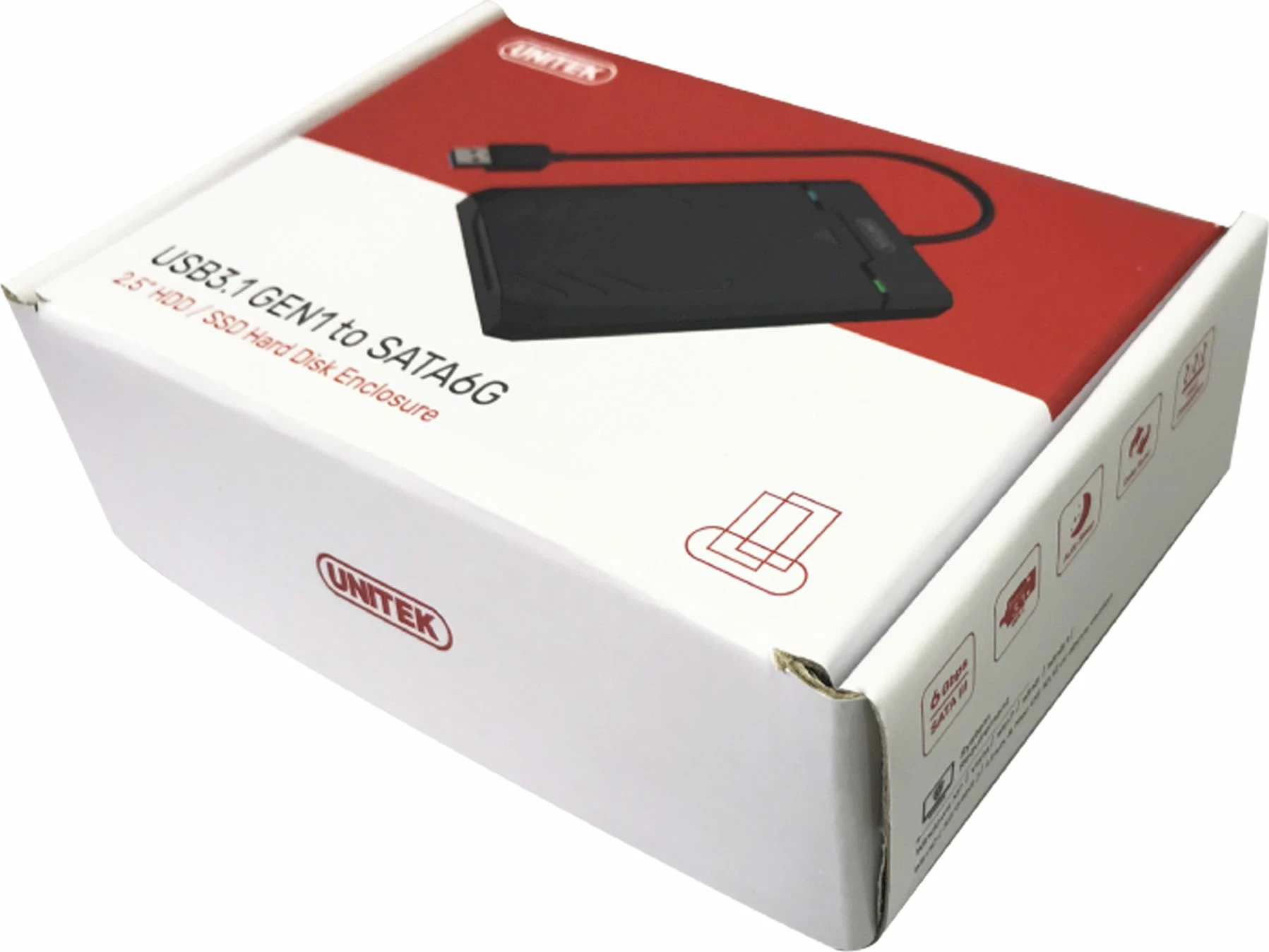 Kuti e jashtme për SSD/HDD 2.5" Unitek Y-3036 USB 3.2 Gen 1 SATA III, e zezë