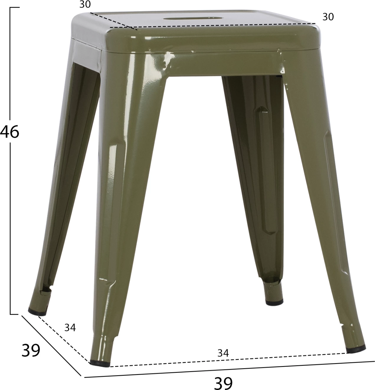 Karrige për bar MELITA FH0096.43 metalike ngjyrë ulliri e errët 39x39x46H cm.