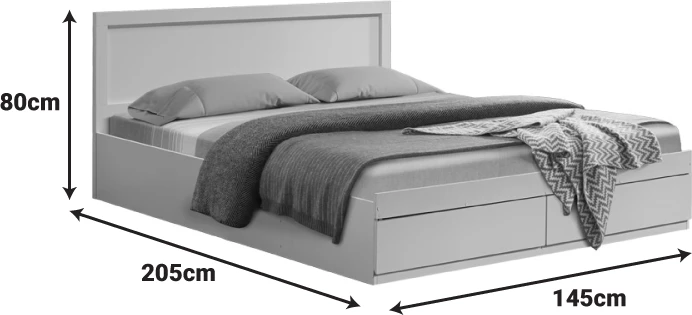 Krevat Olympus me sirtarë, ngjyrë e bardhë, 140x200cm