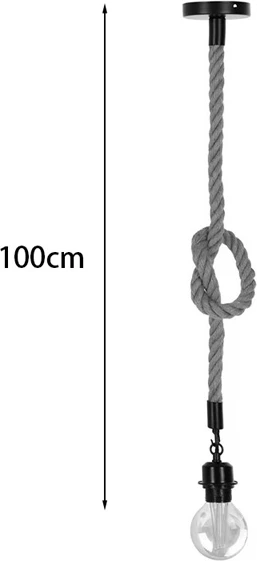 Llambë tavani Vertuko, litar dhe metal, ngjyrë natyrale-e zezë, D10x100cm