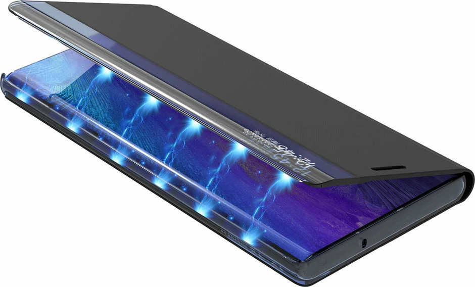 Mbështjellës Hurtel Sleep Case me dritare të mençur për Samsung Galaxy A22 4G, i zi