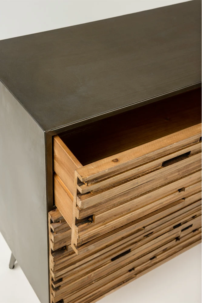 Komodë Coast me 3 sirtarë, ngjyrë e zezë-natyrale, 90x37x79cm