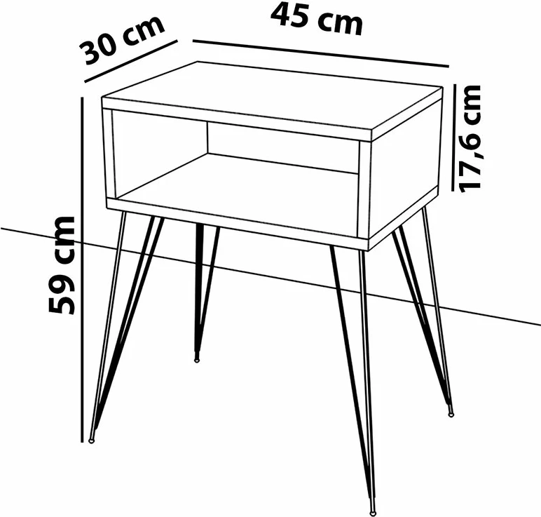 Komodinë nate Naida natyrale-e zezë 45x30x59cm
