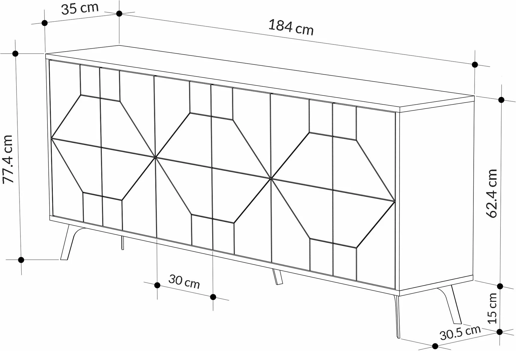 Konsol Skye Decor, ngjyrë lisi, 183